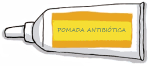 Ilustração de um tubo de pomada antibiótica.